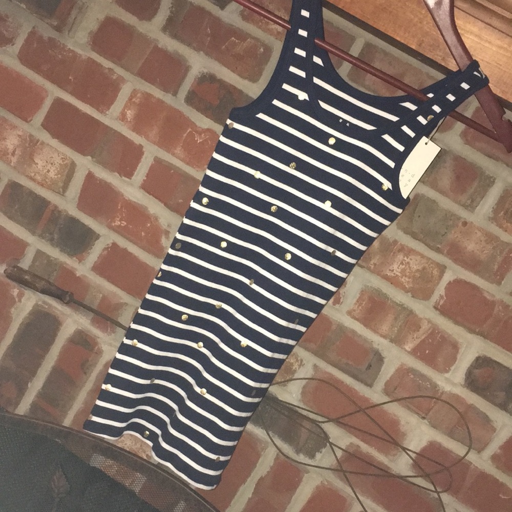 NWT Navy & White Striped & Gold Dot Tank Top